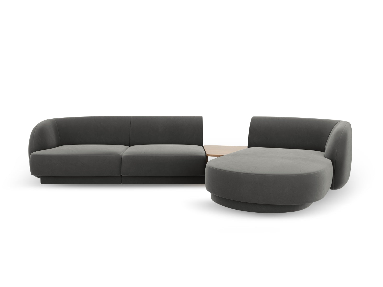 Miley Velour modulares Sofa rechts 3 Sitzer in Light Grey-Bluvel präsentiert im Onlineshop von KAQTU Design AG. L-Sofa rechts ist von Micadoni