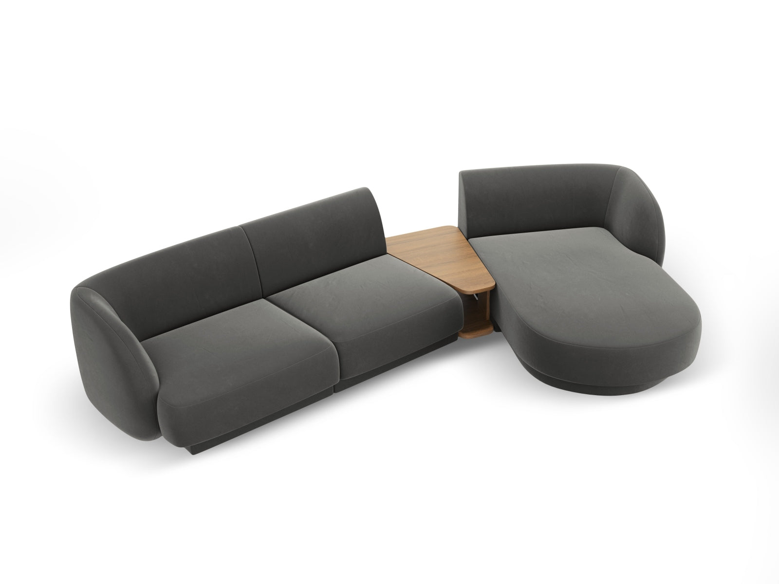Modulares 3-Sitzer Sofa Miley Velour in sanftem Hellgrau, perfekt für moderne Wohnkonzepte, erhältlich bei Micadoni.