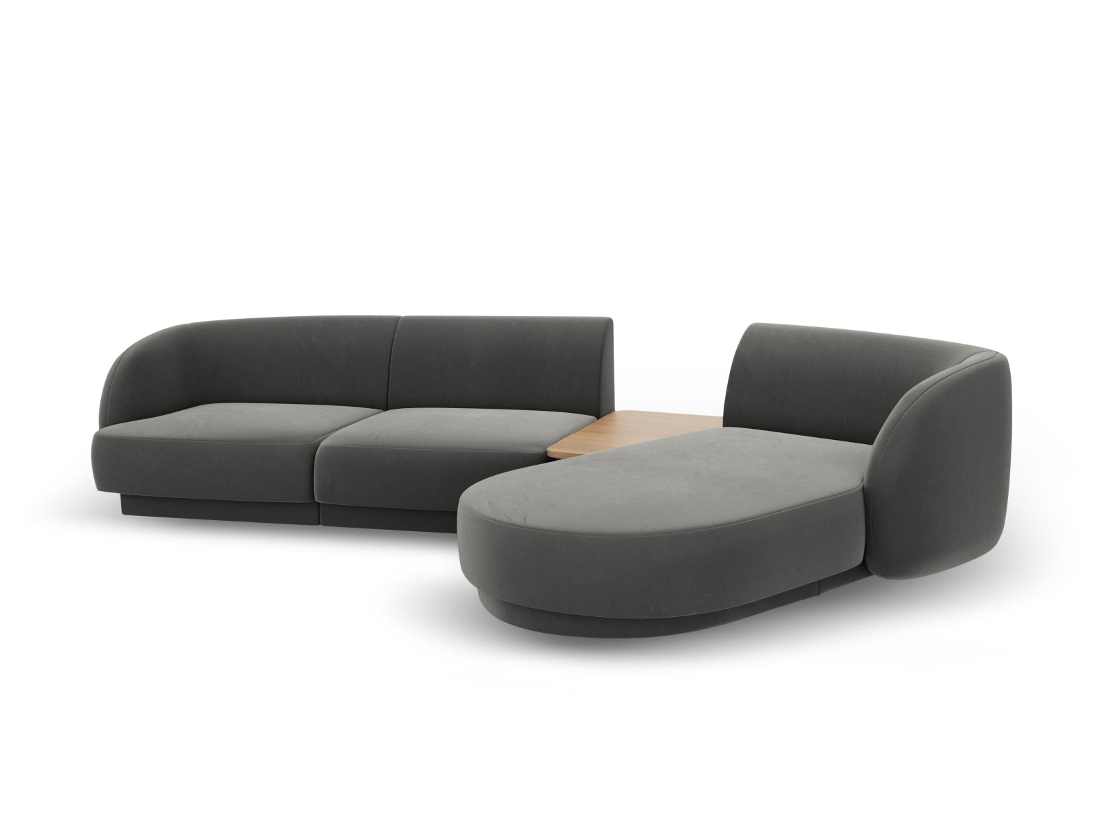 Elegantes, modulares 3-Sitzer Sofa Miley Velour in stilvollem Hellgrau, ideal für zeitgemäße Wohnräume und vielseitige Einrichtungsmöglichkeiten.