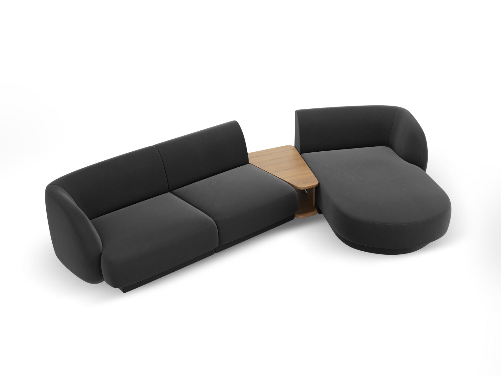 Modulares 3-Sitzer Sofa Miley Velour in Grau-Blau, rechtsseitig, perfekt für moderne Wohnkonzepte und stilvolle Einrichtungsideen.