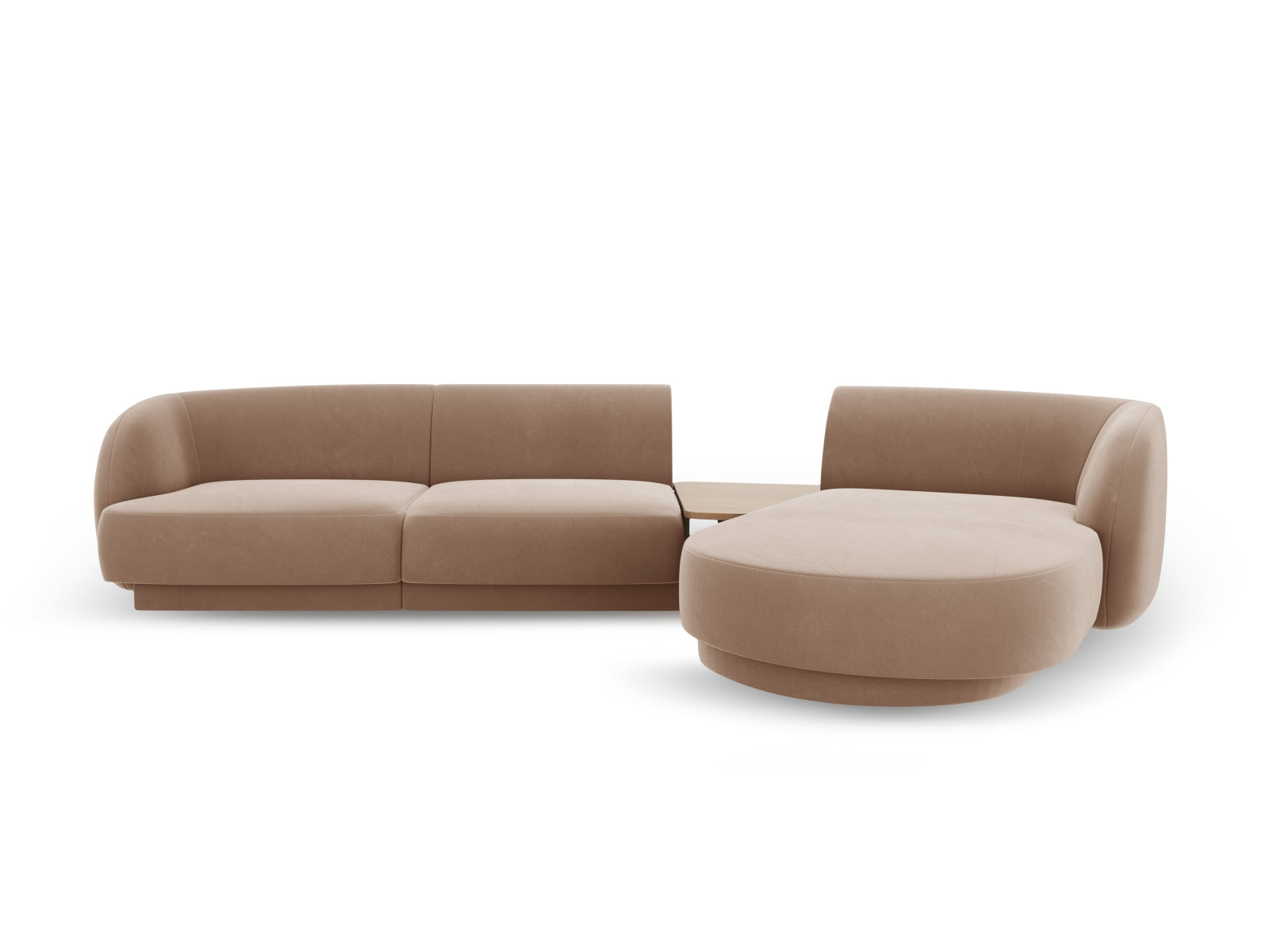 Miley Velour modulares Sofa rechts 3 Sitzer in Cappuccino-Bluvel präsentiert im Onlineshop von KAQTU Design AG. L-Sofa rechts ist von Micadoni