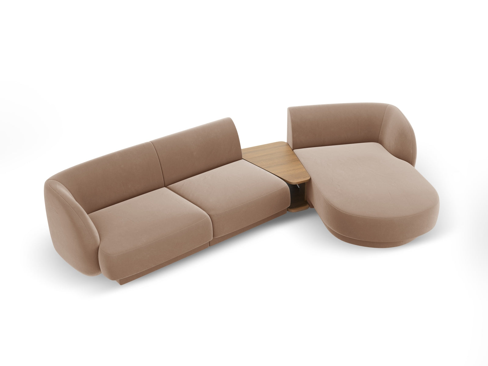 Modulares 3-Sitzer Sofa Miley Velour in Cappuccino, rechtsseitig, perfekt für moderne Wohnkonzepte und gemütliche Atmosphäre.