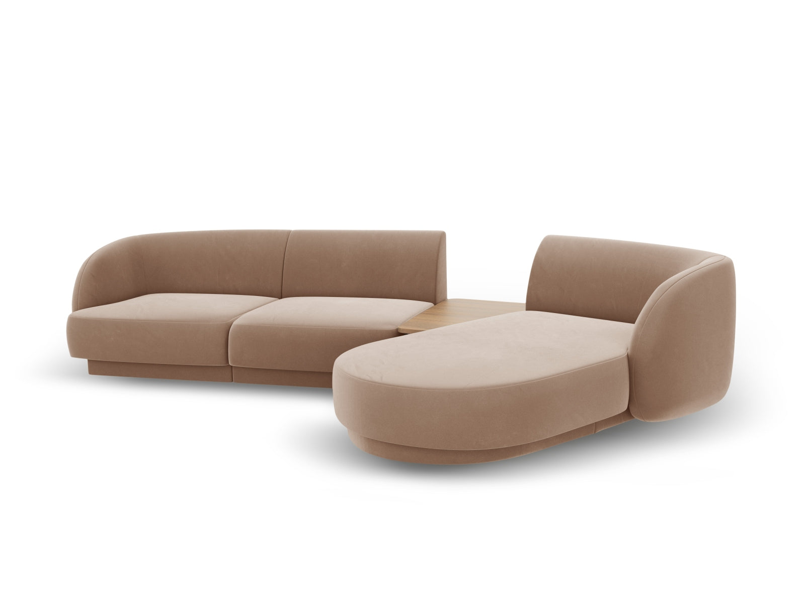 Elegantes, modulares 3-Sitzer Sofa Miley Velour in warmem Cappuccino, rechtsseitig, ideal für stilvolle und einladende Wohnräume.