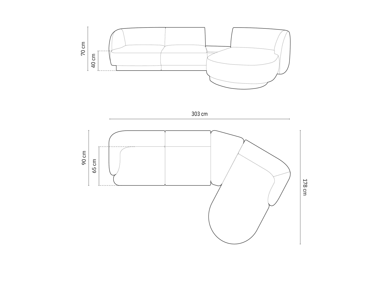 Modulares 3-Sitzer Sofa Miley Velour in ansprechendem Gelb-Blau, rechtsseitig, perfekt für moderne Wohnkonzepte und gemütliche Entspannung.