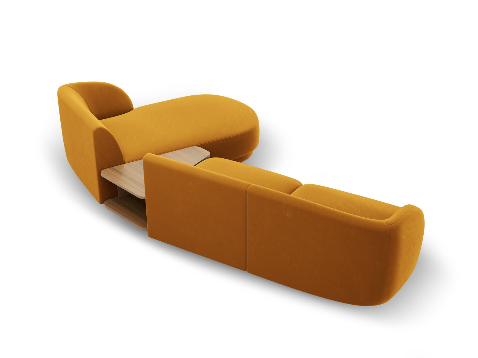 Stylisches, gelb-blaues 3-Sitzer Sofa Miley Velour, rechtsseitig, perfekt für moderne Wohnkonzepte und einladende Gemütlichkeit.