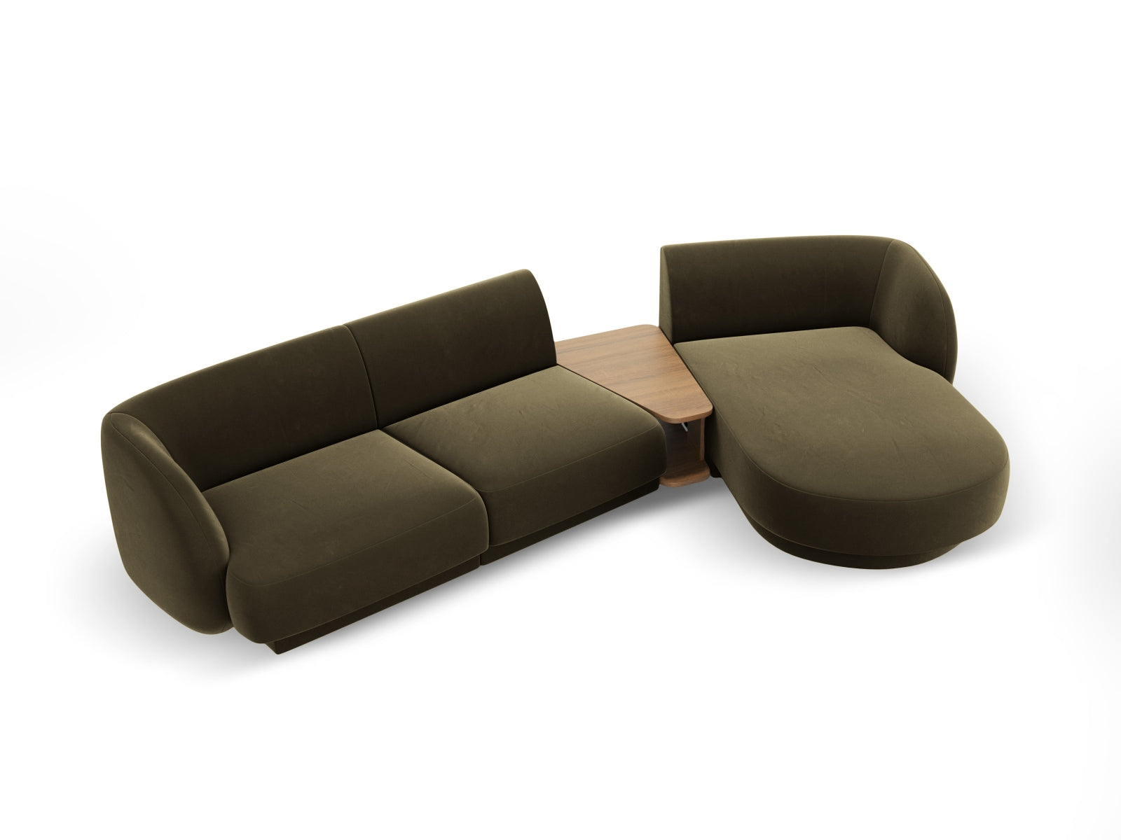 Modulares 3-Sitzer Sofa Miley Velour in trendigem Grün-Blau, perfekt für moderne Wohnkonzepte, erhältlich bei Micadoni.