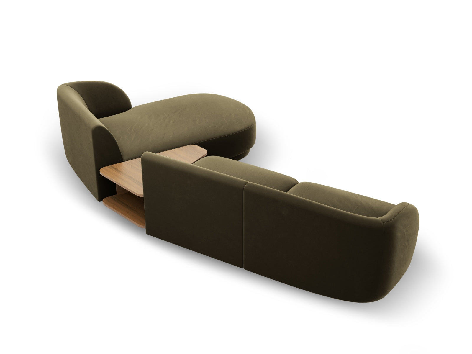 Modulares 3-Sitzer Sofa Miley Velour in ansprechendem Grün-Blau, perfekt für moderne Wohnräume und vielseitige Einrichtungsmöglichkeiten von Micadoni.