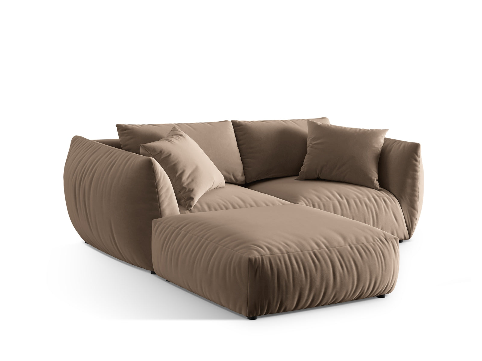 Stylisches Chris Modular Ecksofa in warmem Braun, ideal für zeitgemäße Wohnräume. Linksseitige Anordnung von Micadoni für höchsten Sitzkomfort.