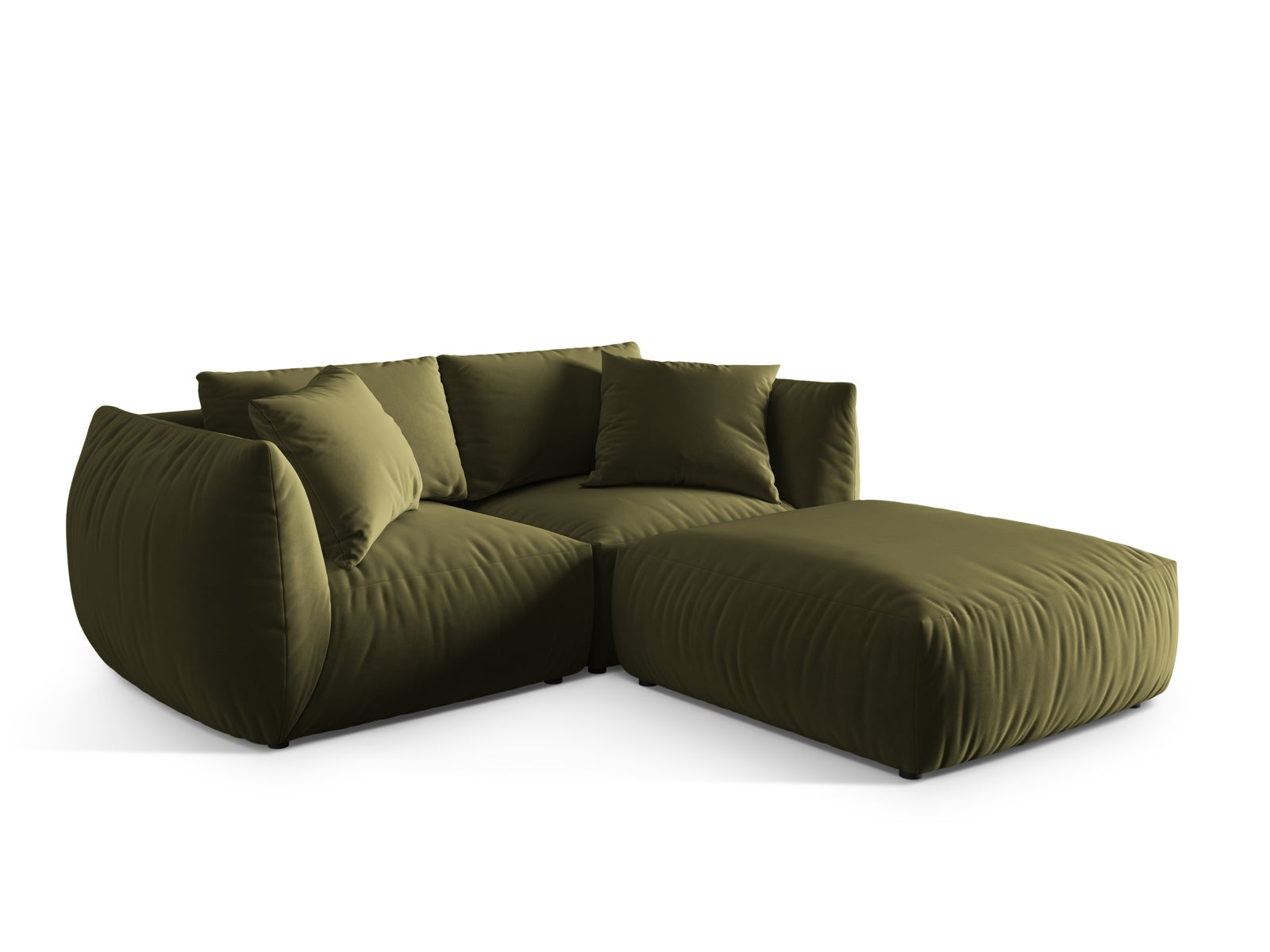 Elegantes Chris Modular Ecksofa in zartem Hellgrün, perfekt für stilvolle Wohnzimmer. Linksseitiges Design von Micadoni.