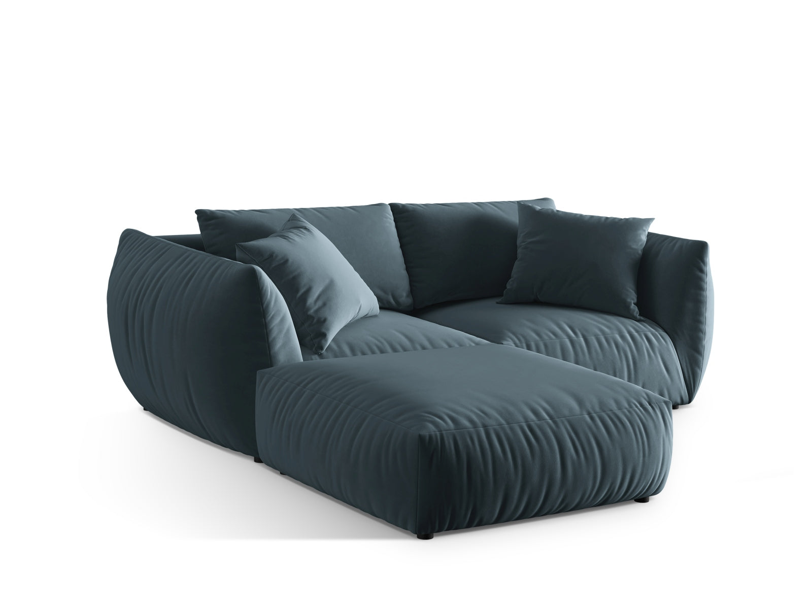 Stylisches Chris Modular Ecksofa in zartem Pastellblau, ideal für zeitgemäße Wohnräume. Linksseitige Anordnung von Micadoni.