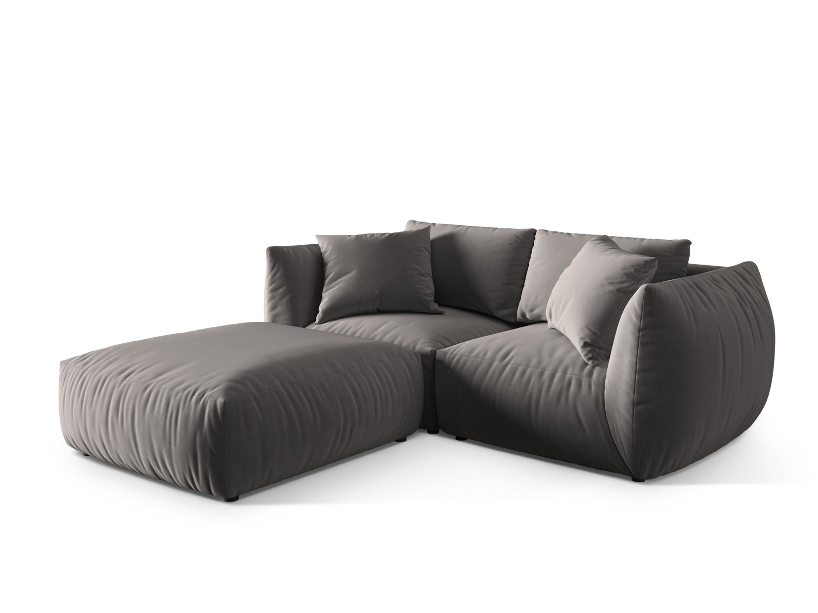 Elegantes Chris Modular Ecksofa in zeitlosem Grau, perfekt für stilvolle Wohnzimmer. Geräumiges 4-Sitzer L-Sofa von Micadoni, linksseitig.