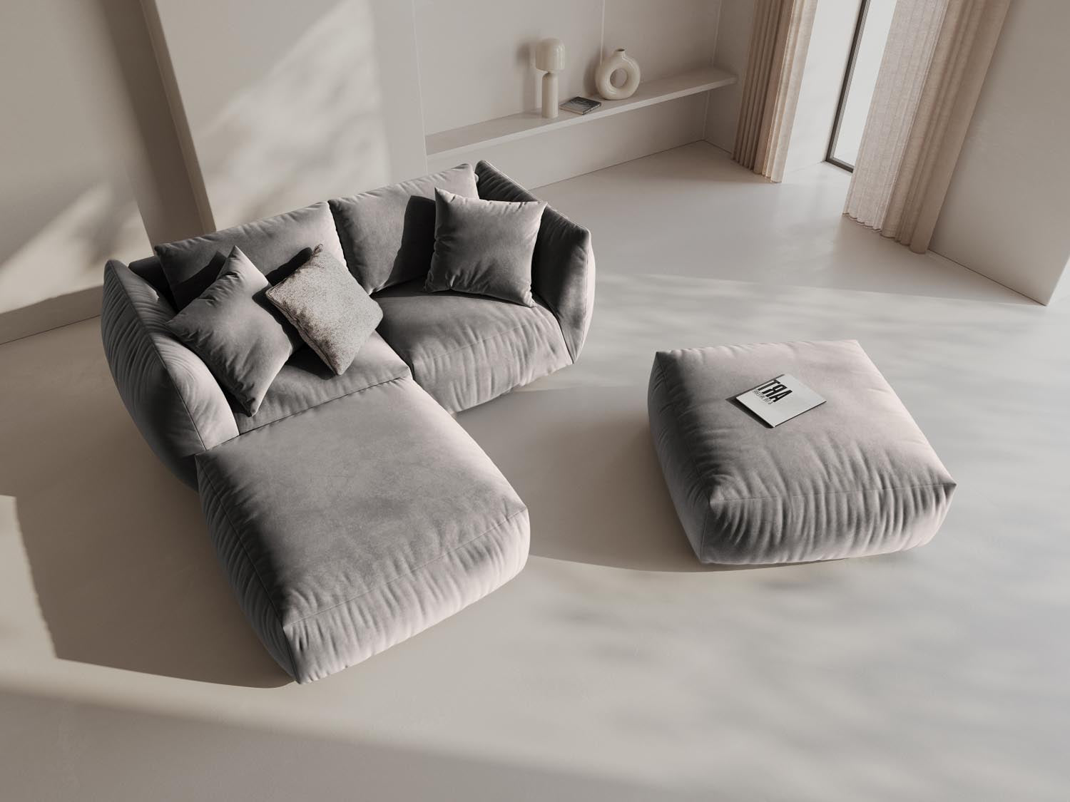 Stylisches Chris Modular Ecksofa in Grau, ideal für moderne Wohnräume. Komfortables 4-Sitzer L-Sofa von Micadoni, linksseitig.