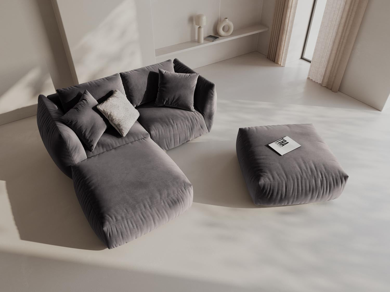 Stylisches Chris Modular Ecksofa in Dunkelgrau, ideal für moderne Wohnräume. Komfortables 4-Sitzer L-Sofa von Micadoni.