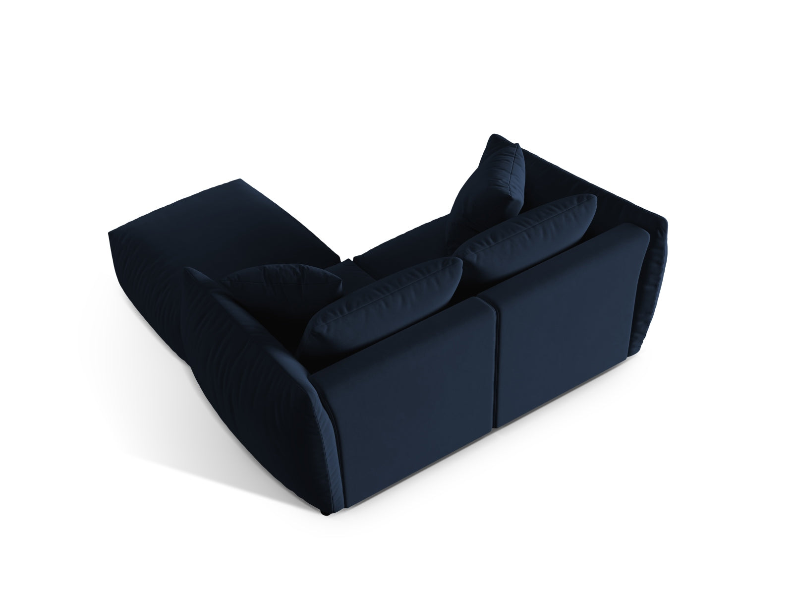 Elegantes Chris Modular Ecksofa in Royal Blue-Casino, perfekt für gemütliche Stunden im Wohnzimmer. Linksseitige Variante von Micadoni.
