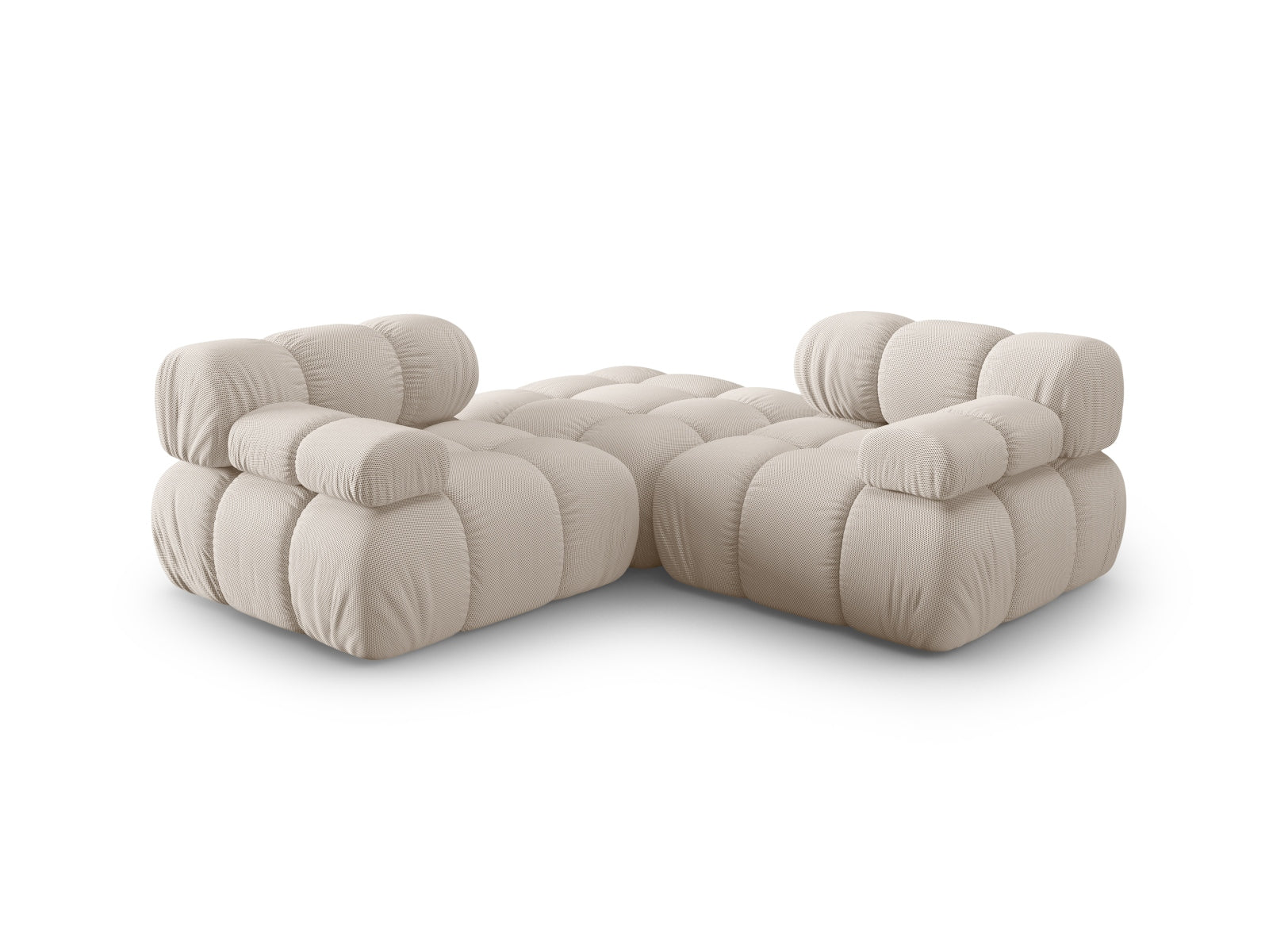Elegantes Bellis 3-Sitzer Sofa in hellem Beige, ideal für stilvolle Wohnräume, vereint modernes Design mit hohem Sitzkomfort von Micadoni.