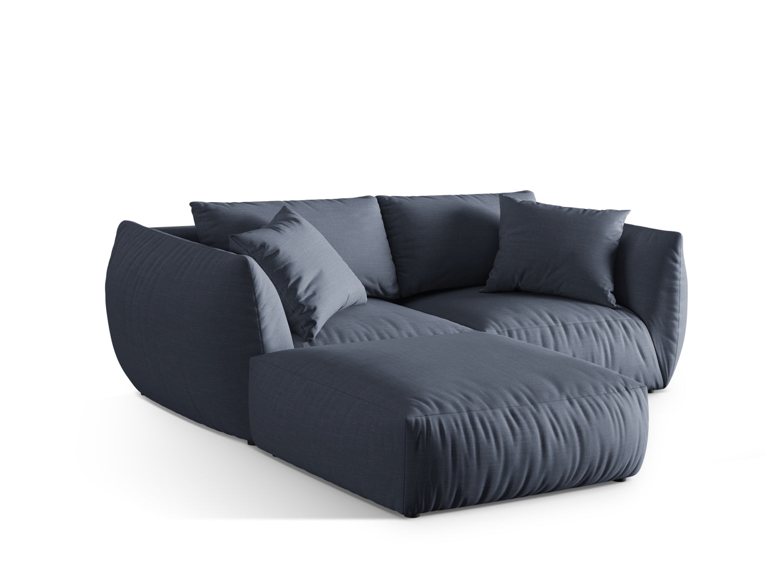 Modernes Chris Modular Ecksofa in sanftem Hellgrün, perfekt für entspannte Abende im Wohnzimmer. L-Sofa links von Micadoni.