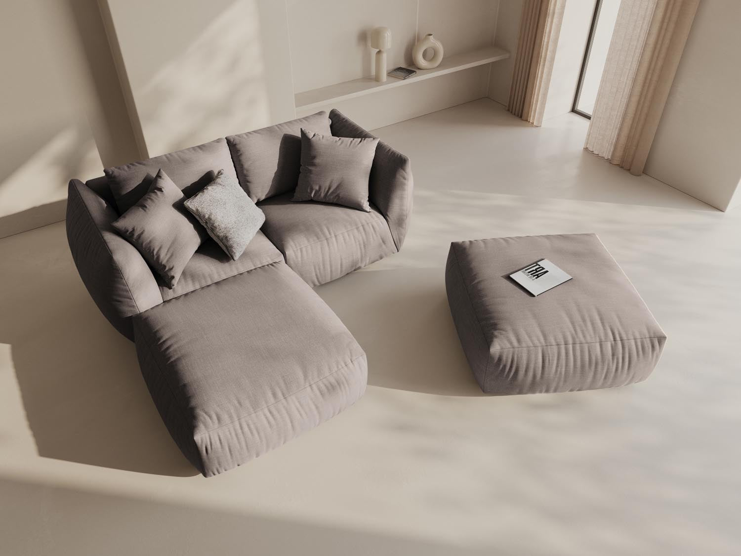 Stylisches Chris Modular Ecksofa in Warm Grey, 4-Sitzer, linksseitig, ideal für moderne Wohnräume, präsentiert von Micadoni.
