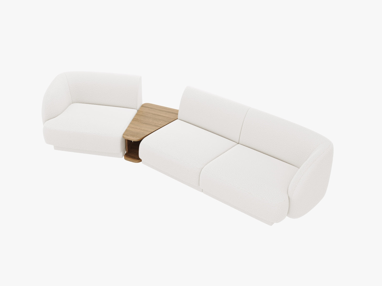 Stylisches Miley L-Sofa links mit 3 Sitzen in edlem Weiß, perfekt für zeitgemäße Inneneinrichtungen von Micadoni.
