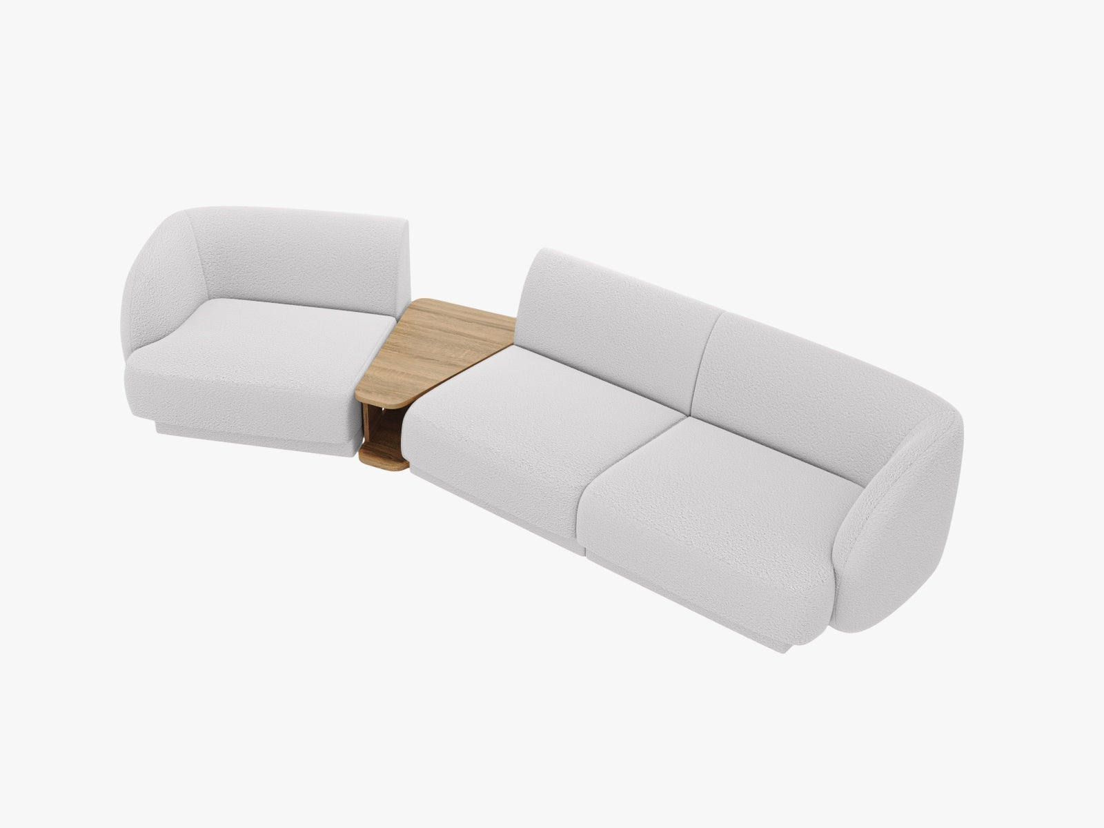 Modernes 3-Sitzer Miley L-Sofa in sanftem Grau, perfekt für gemütliche Wohnzimmergestaltung, erhältlich bei Micadoni.