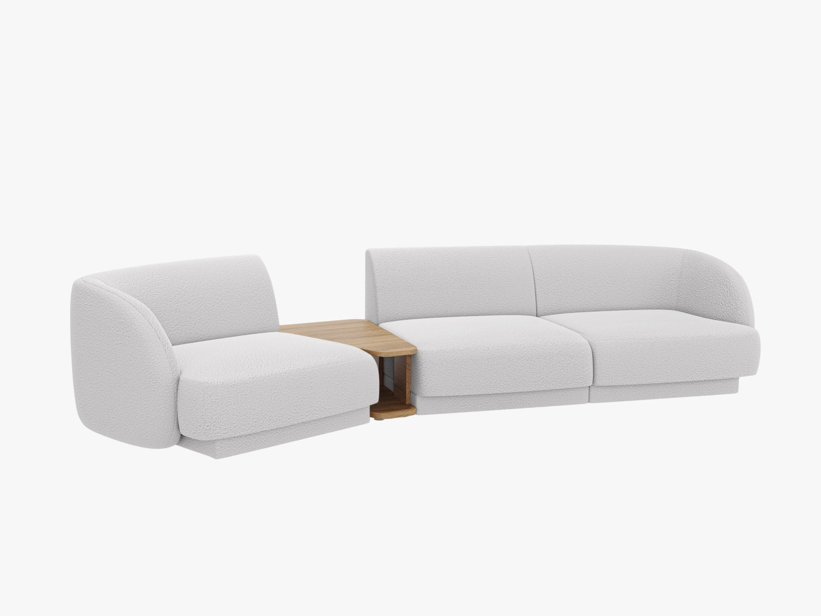 Elegantes Miley L-Sofa in sanftem Grau, 3-Sitzer, ideal für stilvolle Wohnräume, erhältlich bei Micadoni.