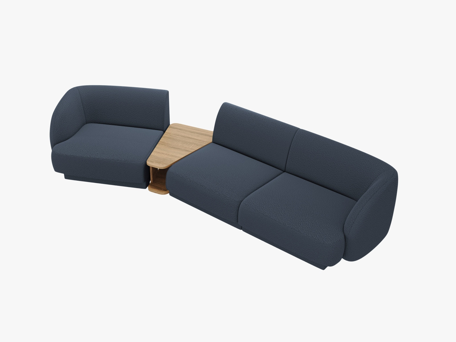 Modernes 3-Sitzer Miley Modulares Sofa links in tiefem Blau, perfekt für gemütliche und stilvolle Wohnzimmergestaltung von Micadoni.