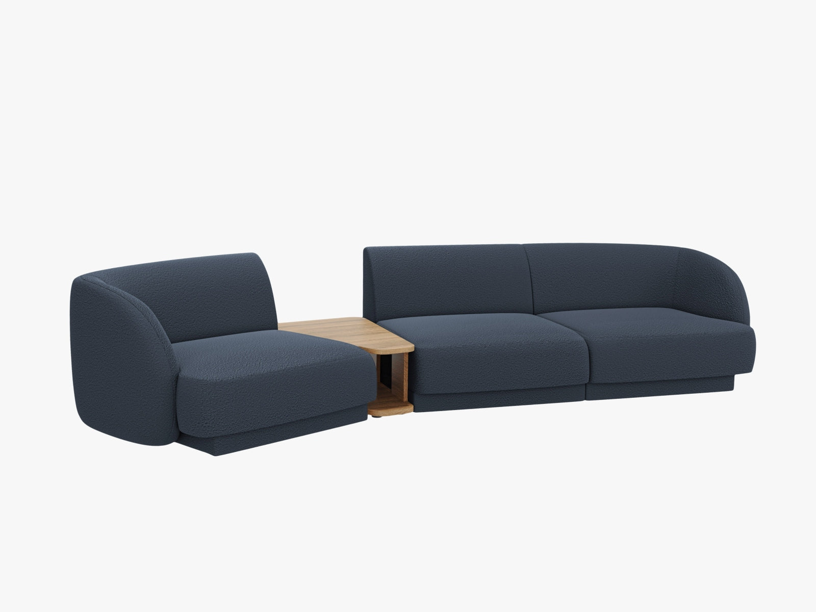 Elegantes, modulares 3-Sitzer-Sofa Miley in tiefem Blau, ideal für stilvolle Wohnräume und entspannte Abende, von Micadoni.