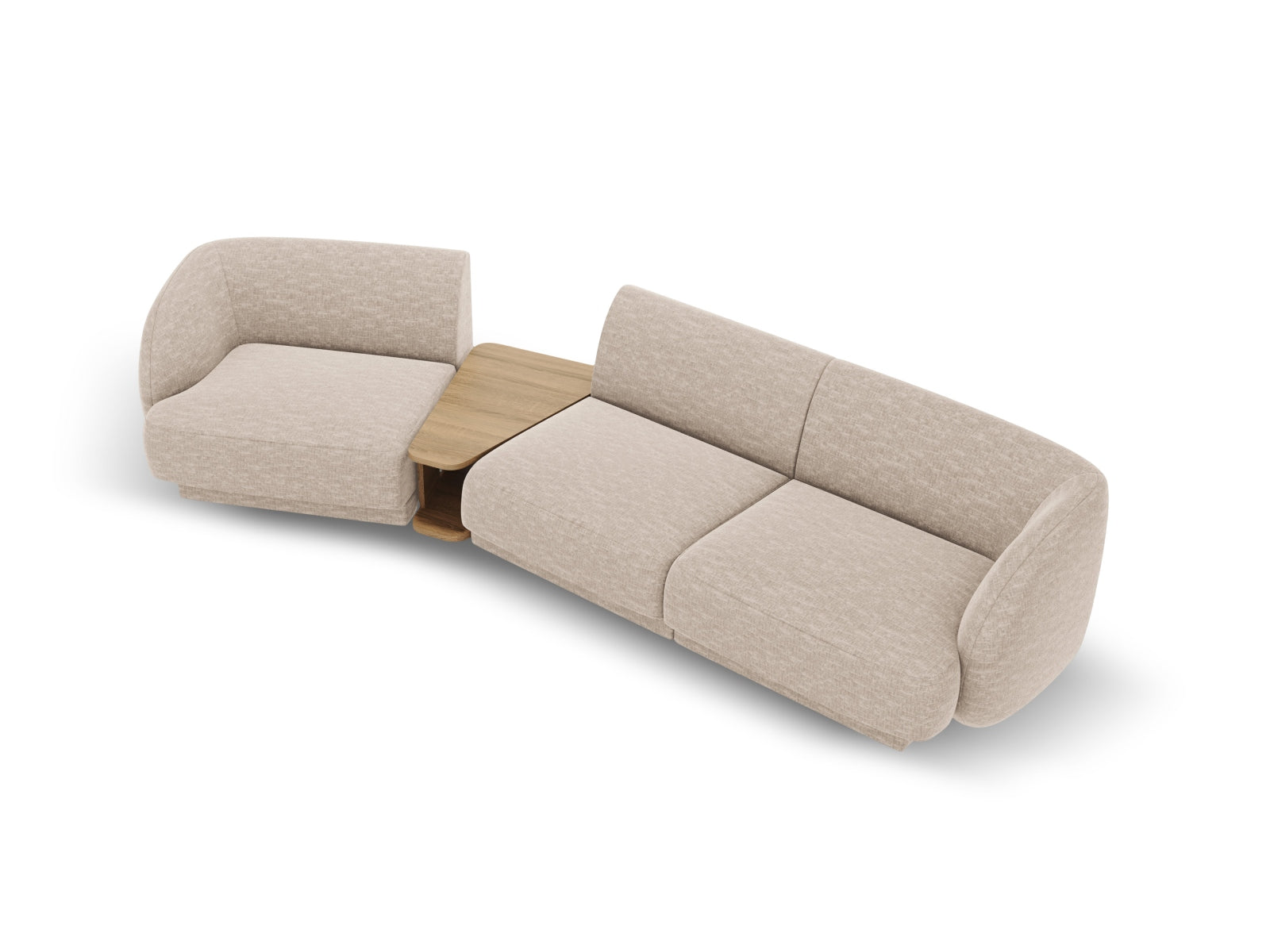 Beige Miley 3-Sitzer L-Sofa von Micadoni, modulares Design, ideal für moderne Wohnräume, vereint Komfort und Stil.