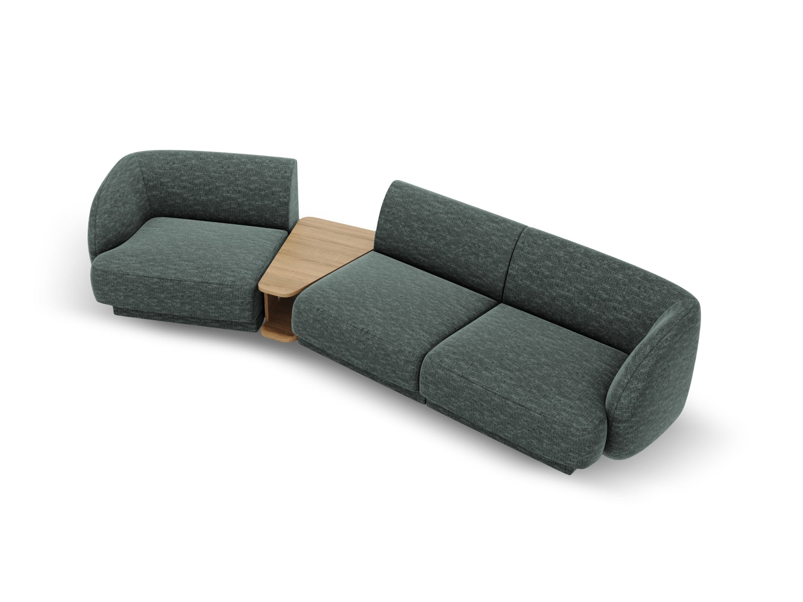 Elegantes Miley 3-Sitzer L-Sofa in Petrol-Haga, ideal für entspannte Stunden und geschmackvolle Wohnräume, erhältlich bei Micadoni.