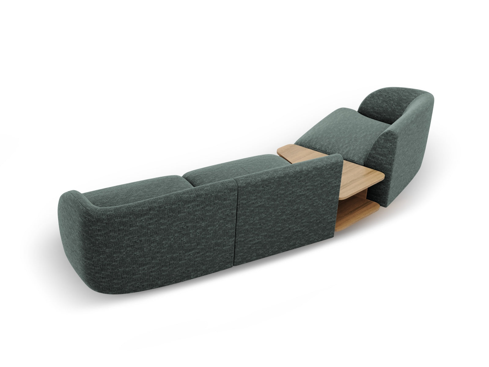 Elegantes Miley 3-Sitzer L-Sofa in Petrol-Haga, ideal für stilvolle Wohnräume und entspannte Stunden, erhältlich bei Micadoni.