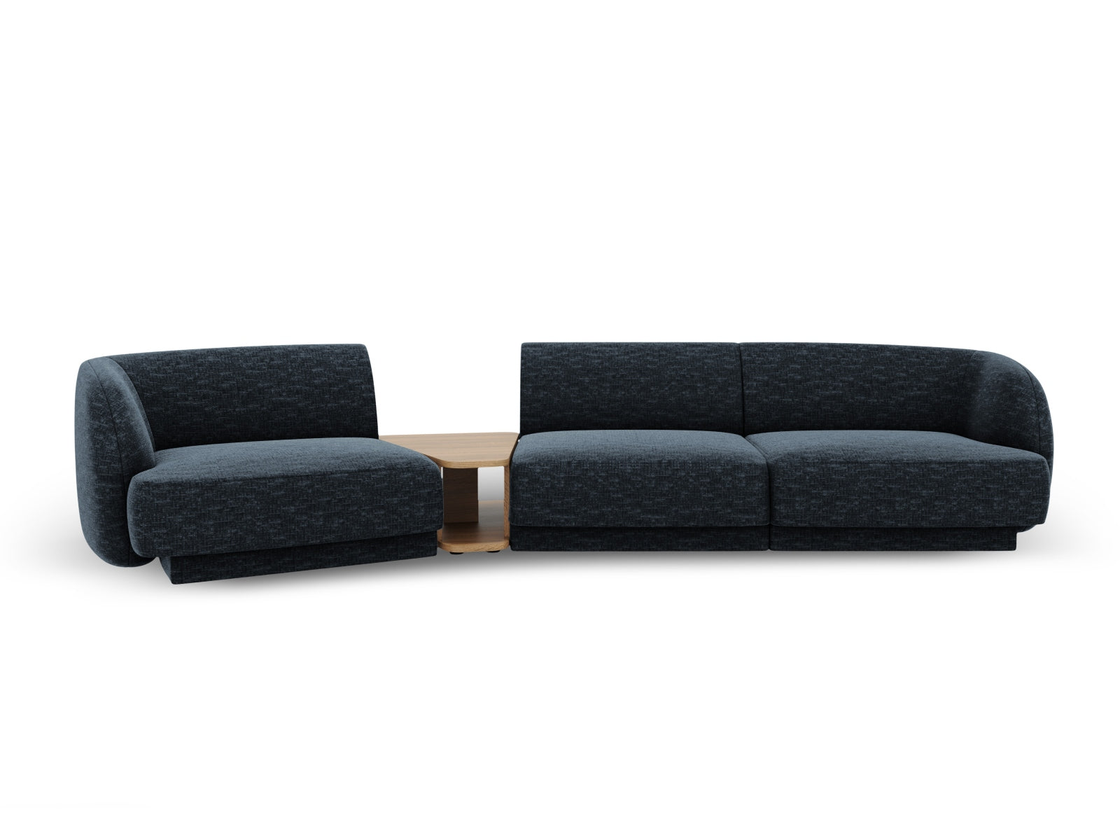Elegantes Miley 3-Sitzer L-Sofa links in Royal Blue-Haga, ideal für stilvolle Wohnräume und entspannte Stunden von Micadoni.