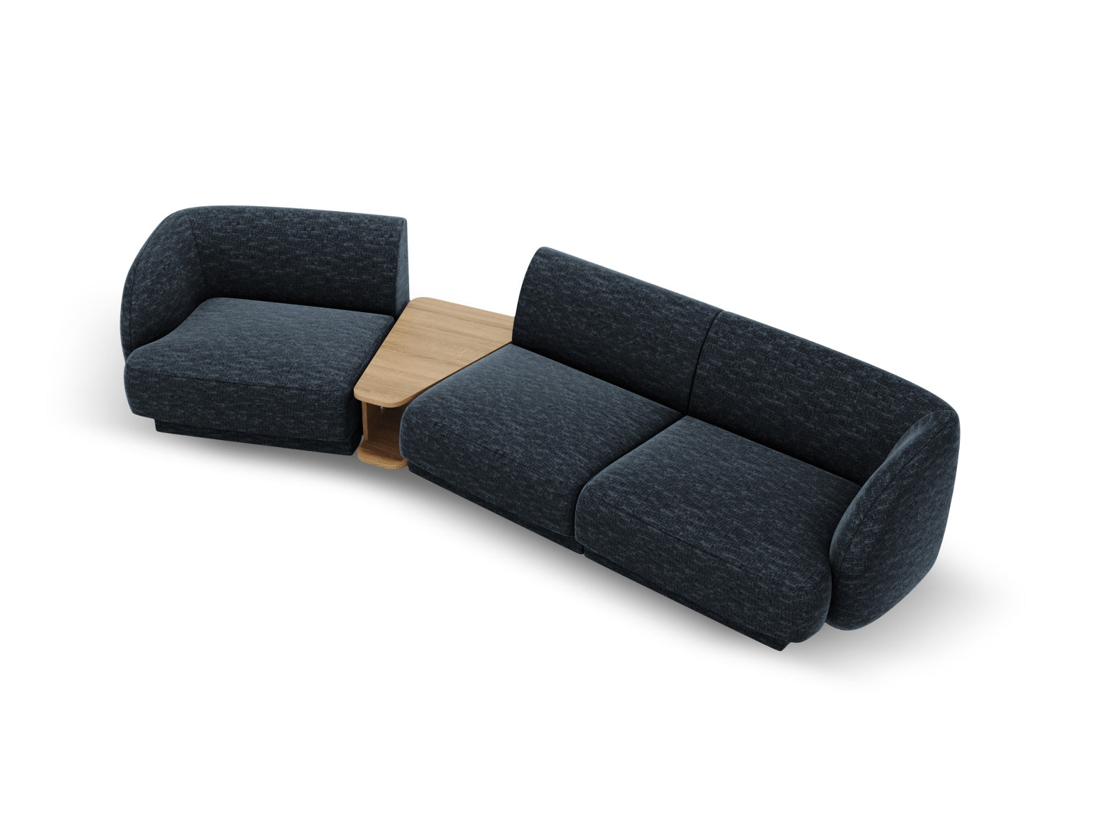 Elegantes Miley 3-Sitzer L-Sofa links in Royal Blue-Haga, ideal für stilvolle Wohnräume und entspannte Stunden von Micadoni.