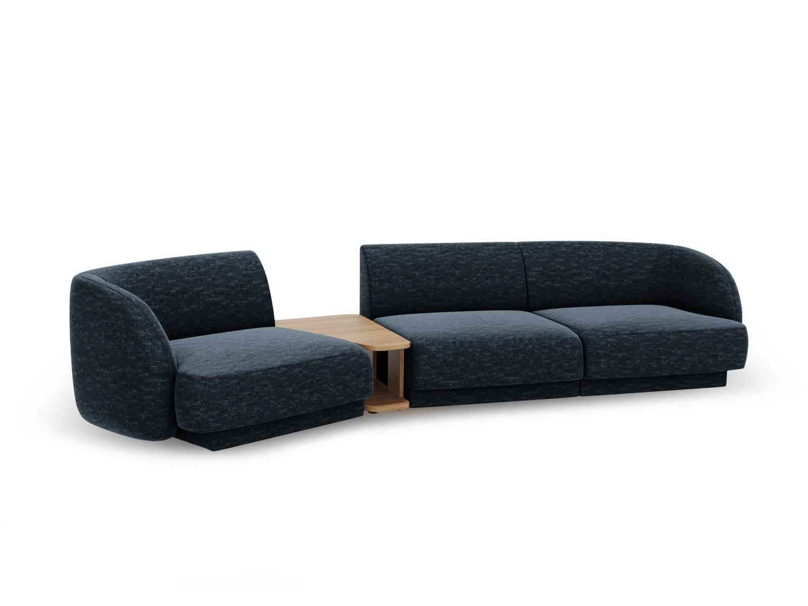 Modernes Miley 3-Sitzer L-Sofa links in Royal Blue-Haga, perfekt für gemütliche Abende und stilvolle Einrichtungsideen von Micadoni.