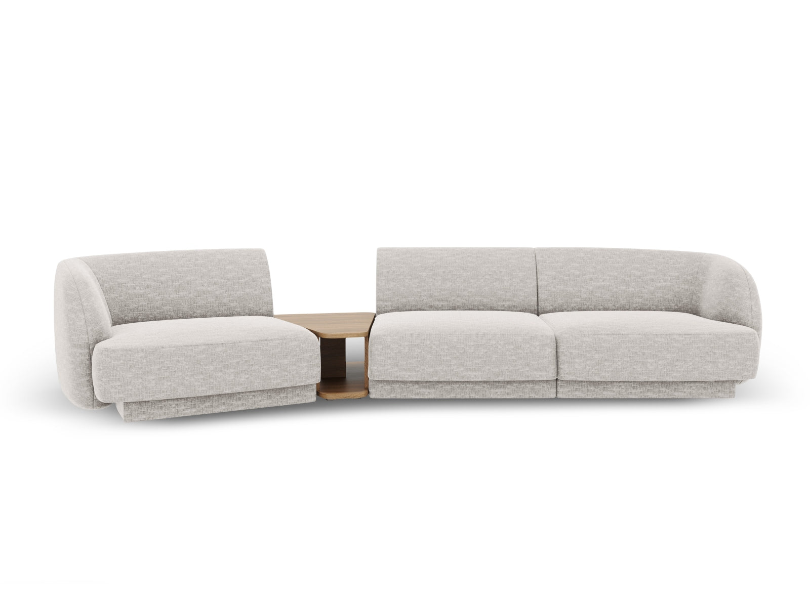 Elegantes Miley 3-Sitzer L-Sofa in sanftem Grau, ideal für stilvolle Wohnräume und entspannte Stunden, erhältlich bei Micadoni.