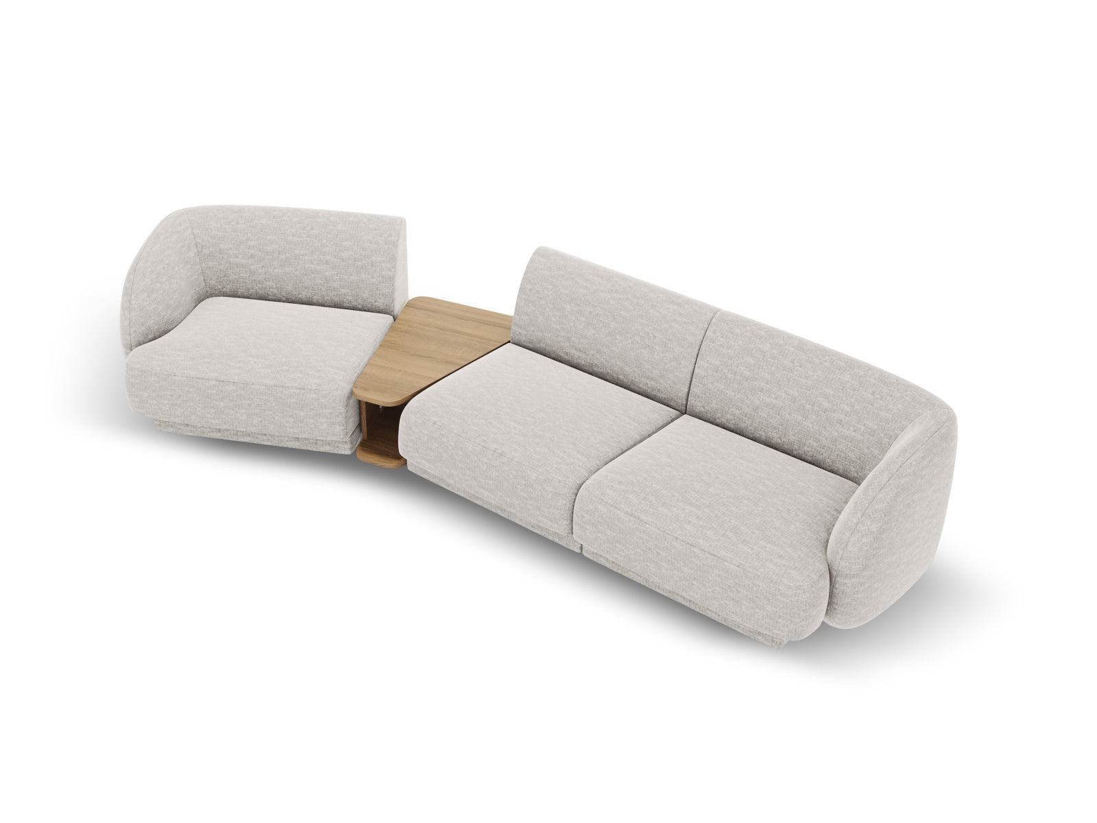 Elegantes Miley 3-Sitzer L-Sofa links in Silver-Eden, ideal für modernes Wohnen und entspannte Stunden im Wohnzimmer von Micadoni.