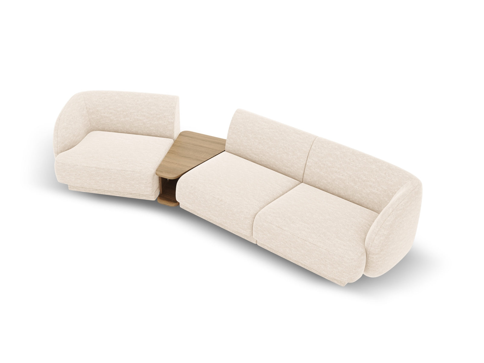 Elegantes Miley 3-Sitzer L-Sofa links in zartem Ivory-Eden, ideal für stilvolle Wohnräume und entspannte Stunden von Micadoni.