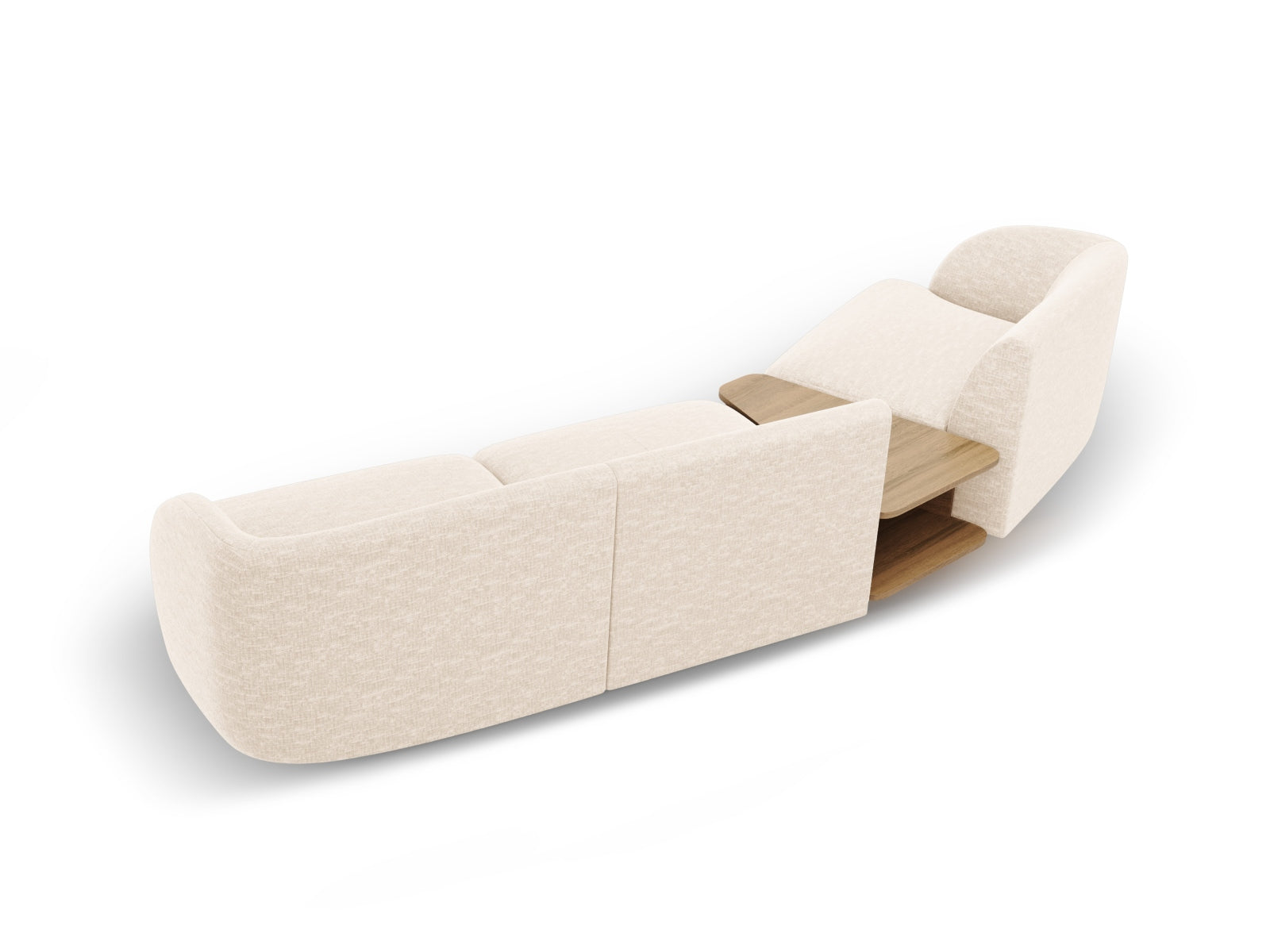 Elegantes Miley 3-Sitzer L-Sofa links in zartem Ivory-Eden, ideal für entspannte Stunden und geschmackvolle Wohnräume von Micadoni.