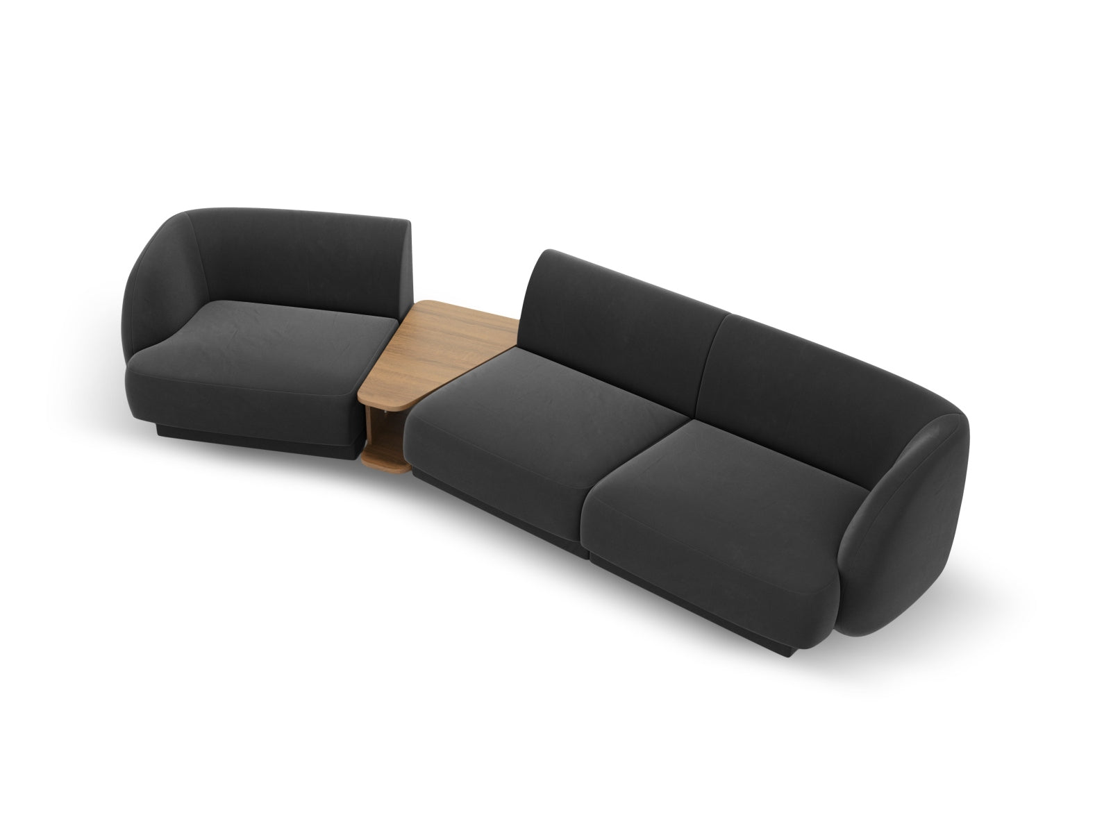 Elegantes, modulares 3-Sitzer Sofa Miley Velour in modernem Grau-Blau, ideal für stilvolle Wohnräume von Micadoni.