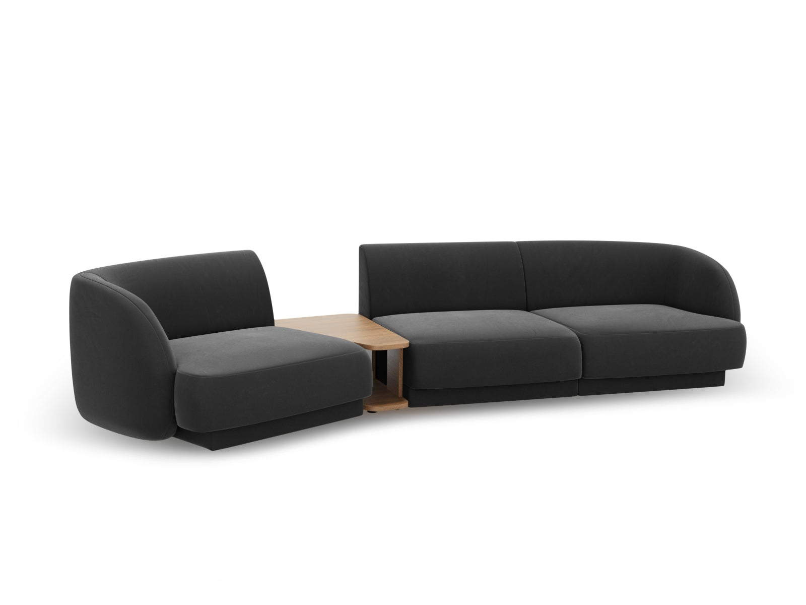 Modulares 3-Sitzer Sofa Miley Velour in trendigem Grau-Blau, perfekt für ein modernes und elegantes Wohnambiente von Micadoni.