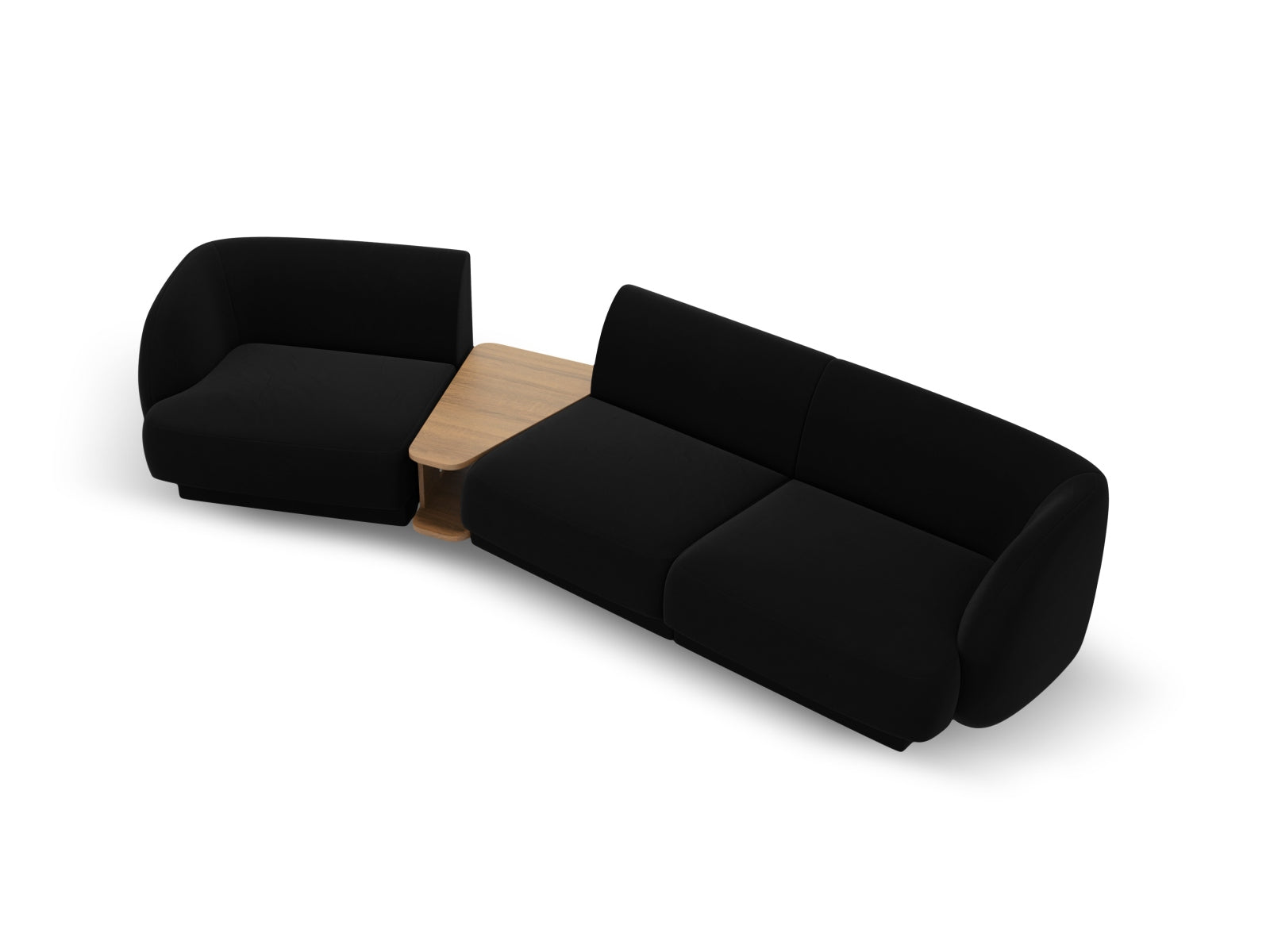 Elegantes Miley Velour Sofa links, 3-Sitzer von Micadoni, bietet eine harmonische Kombination aus Stil und Bequemlichkeit für Ihr Zuhause.