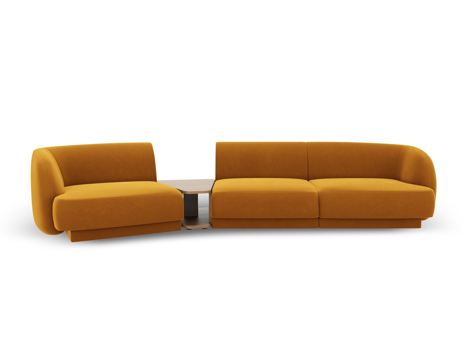 Modulares 3-Sitzer Sofa Miley Velour in trendigem Gelb-Blau, ideal für kreative Wohnräume und vielseitige Einrichtungsmöglichkeiten von Micadoni.