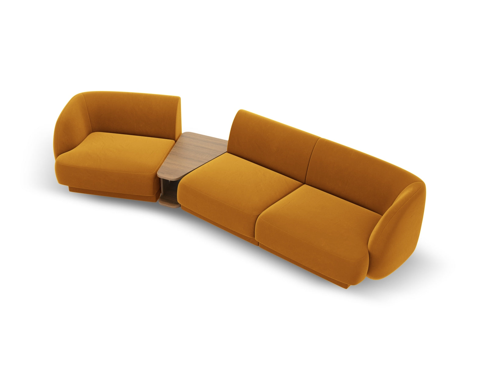 Elegantes, modulares 3-Sitzer Sofa Miley Velour in strahlendem Gelb-Blau, ideal für trendbewusste Wohnräume von Micadoni.