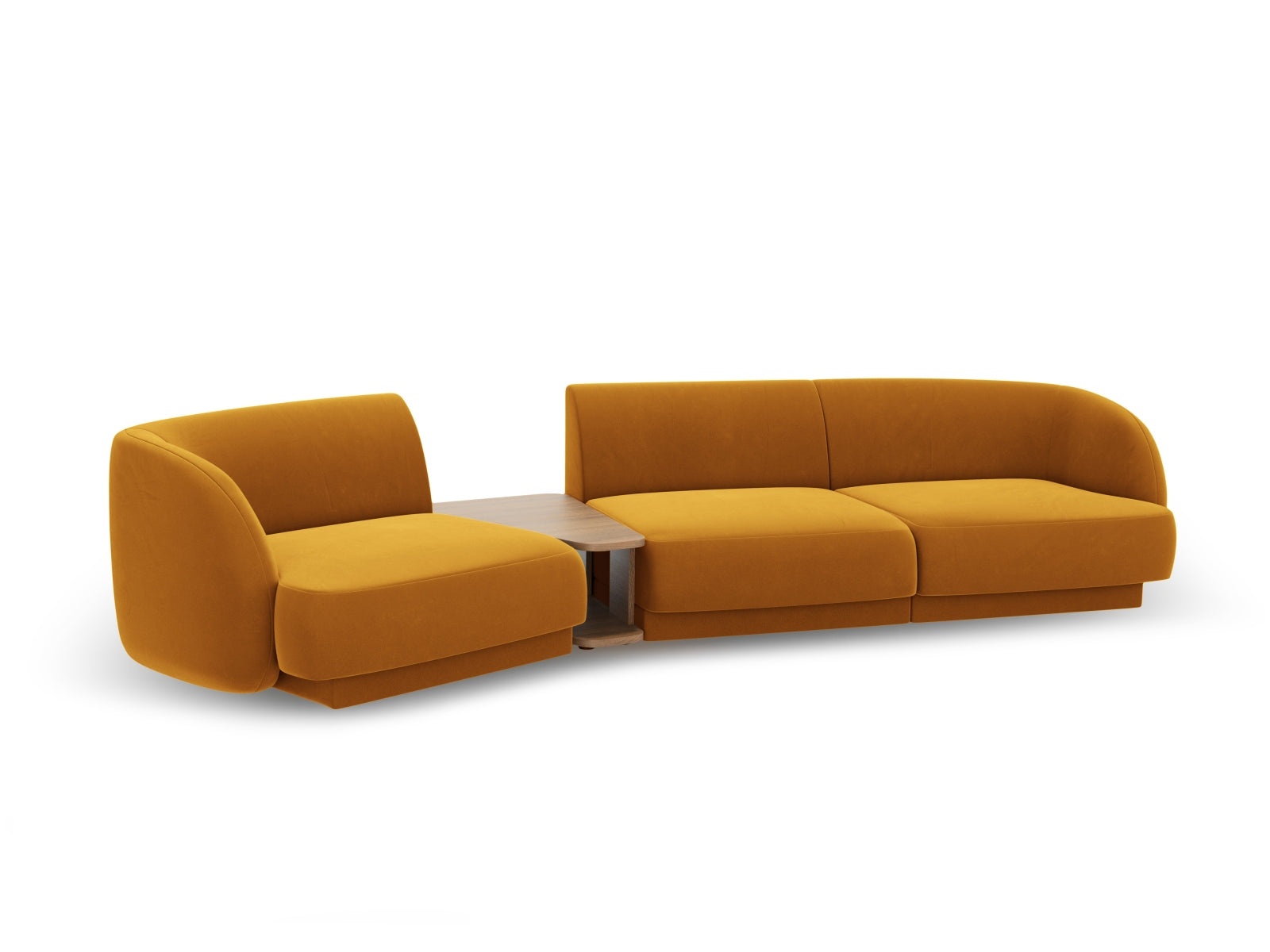 Stylisches, modulares 3-Sitzer Sofa Miley Velour in lebhaftem Gelb-Blau, perfekt für moderne und kreative Wohnkonzepte von Micadoni.