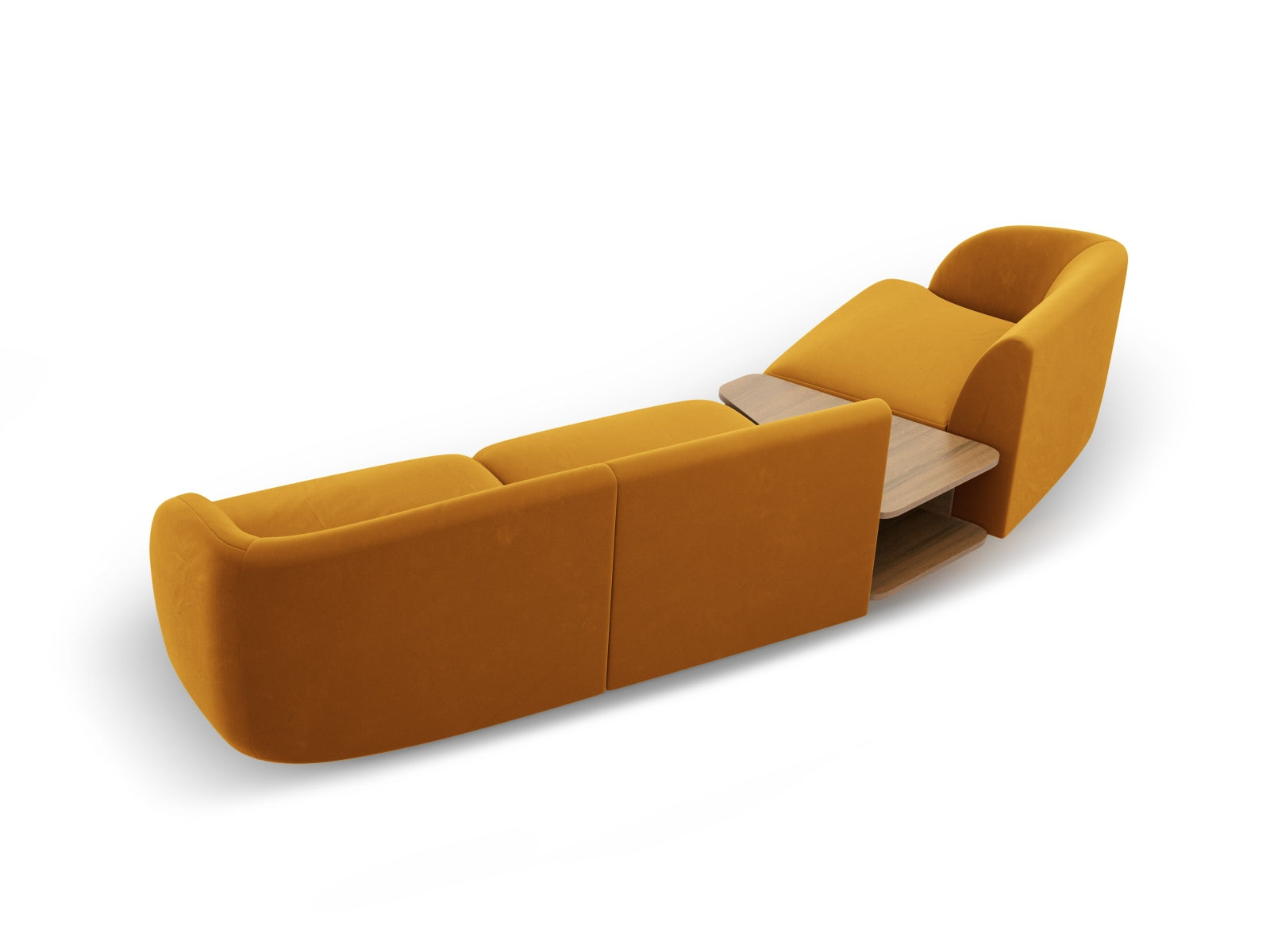Elegantes, modulares 3-Sitzer Sofa Miley Velour in strahlendem Gelb-Blau, ideal für trendbewusste Wohnräume von Micadoni.