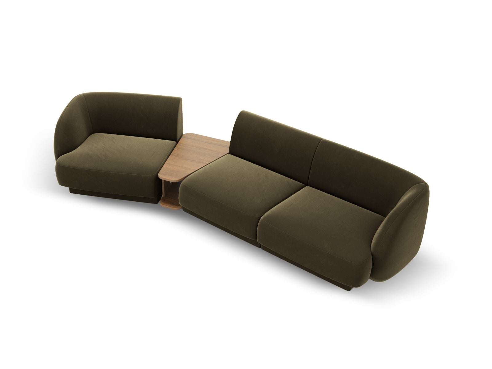 Elegantes Miley Velour L-Sofa links in modernem Green-Bluvel, ideal für einladende und stilvolle Wohnräume.