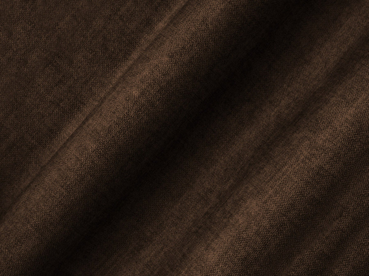 Modulares Ecksofa links Martina XL von Micadoni in schokoladenfarbenem Veloursstoff mit Kunststoffbeinen und grosszügiger Sitzfläche.