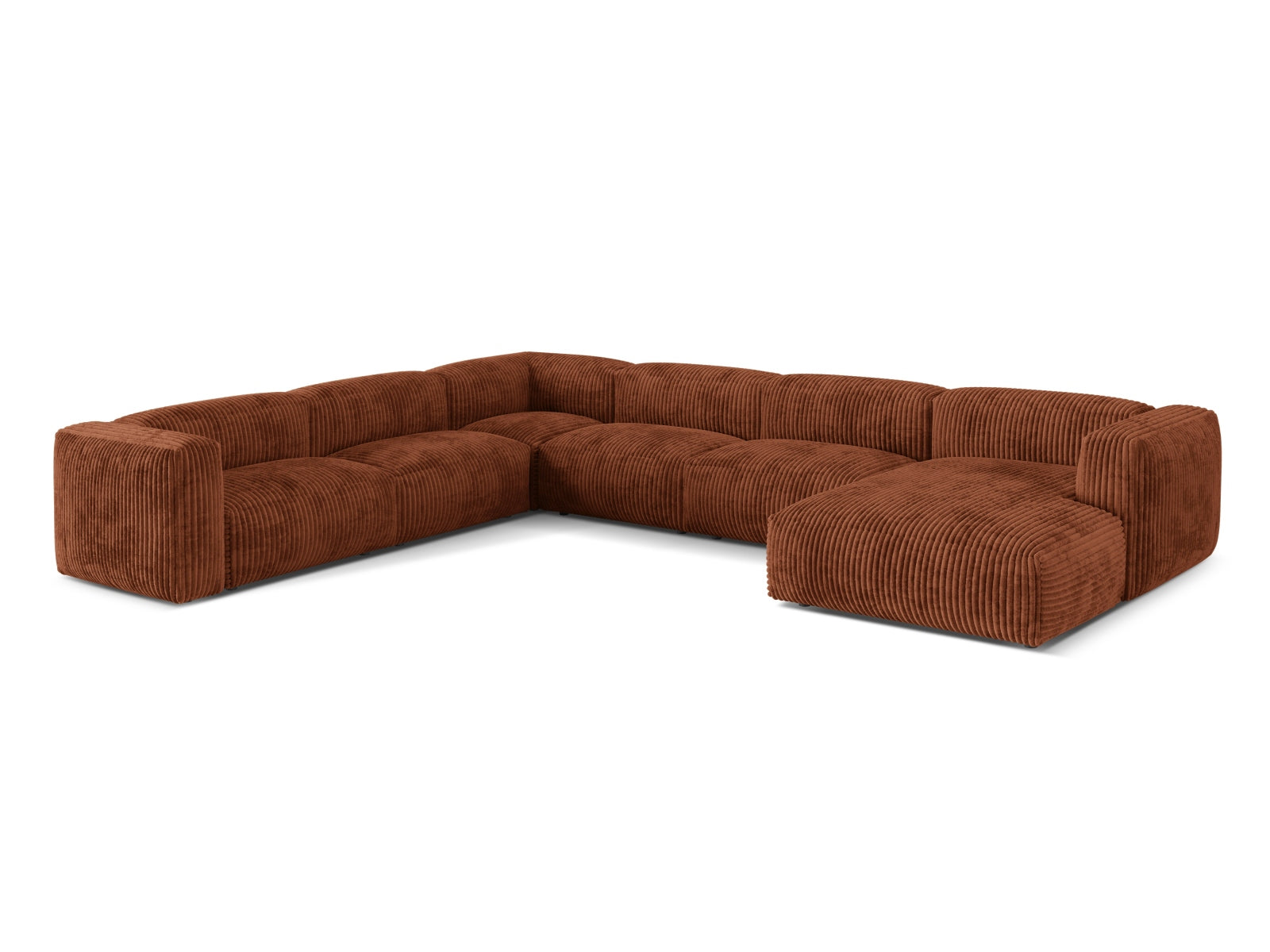 Modulares 6-Sitzer Ecksofa Martina in linker Variante, perfekt für stilvolle Wohnräume und entspannte Stunden mit Freunden und Familie.