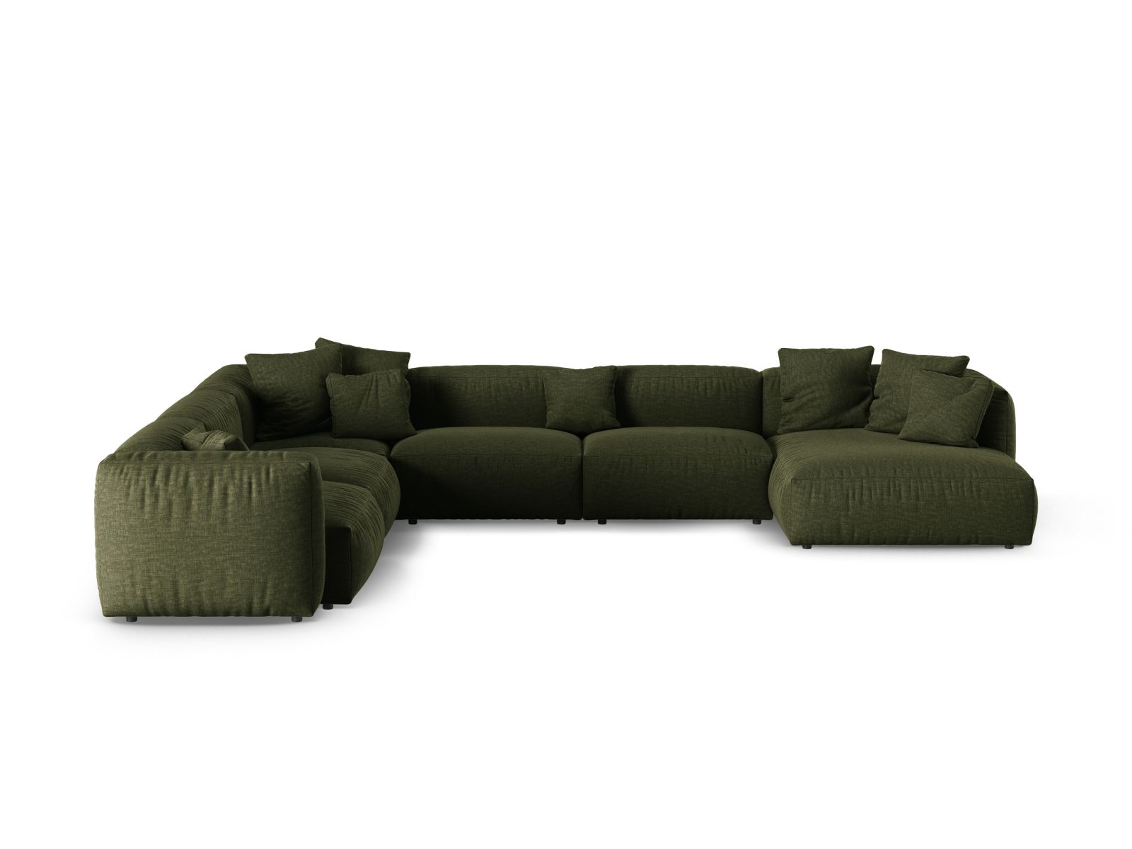 Stylisches 6-Sitzer Ecksofa Martina in elegantem Moss Green-Tilia, perfekt für entspannte Abende und stilvolle Wohnräume.