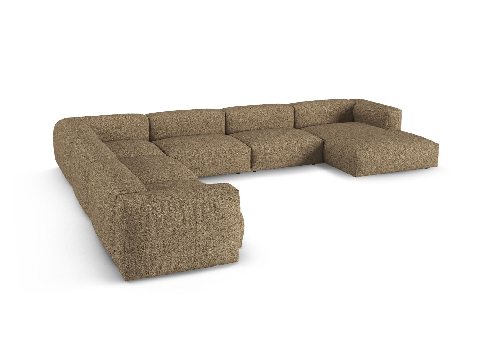 Elegantes 6-Sitzer Ecksofa links XL Martina in warmem Cappuccino, ideal für gemütliche und moderne Wohnräume von Micadoni.