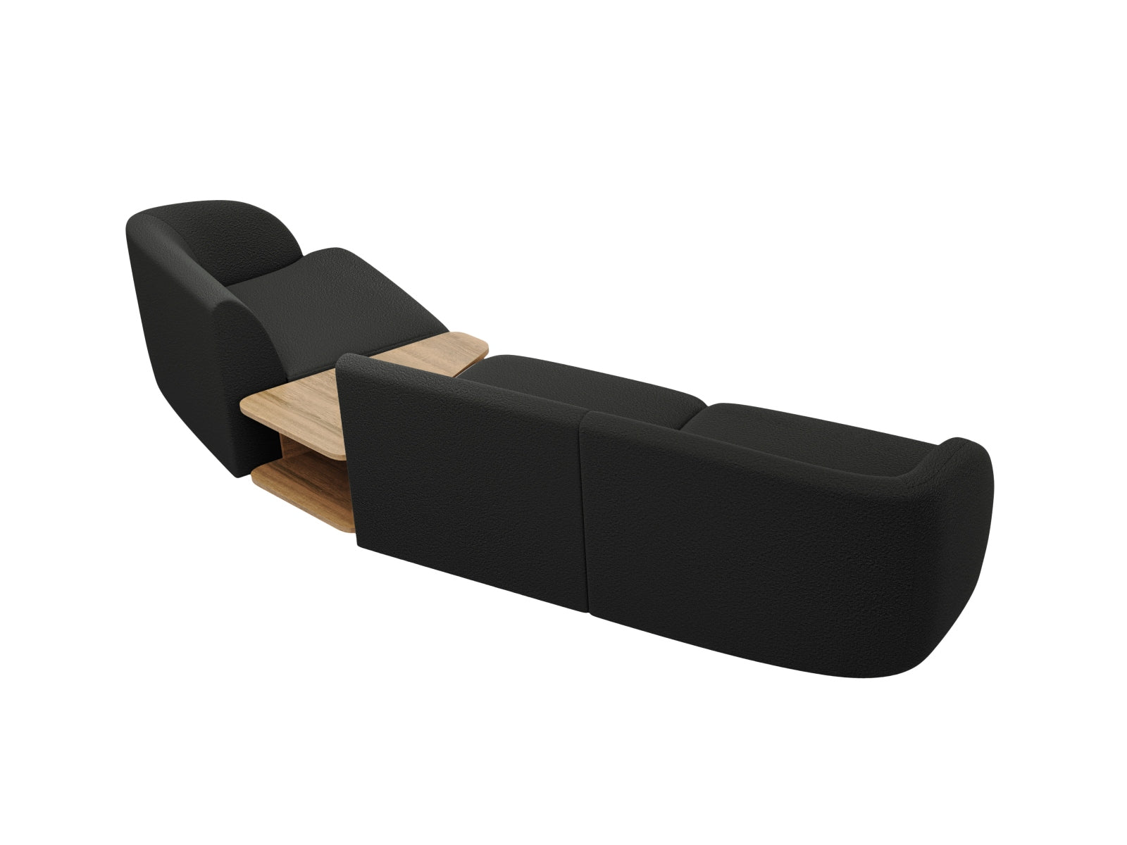 Stylisches Miley 3-Sitzer Sofa in Schwarz, ideal für rechte L-Form, vereint modernen Chic mit hohem Sitzkomfort für Ihr Wohnambiente.
