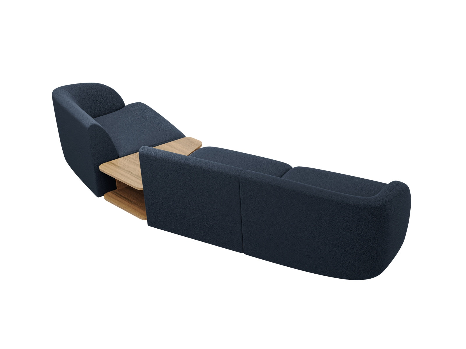 Elegantes, modulares 3-Sitzer Sofa Miley in trendigem Blau, ideal für stilvolle Wohnkonzepte und kreative Raumgestaltungen von Micadoni.